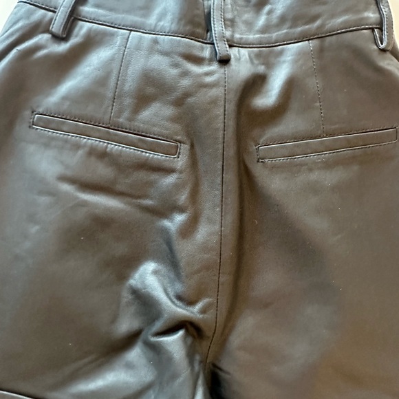 remain birger christensen pleated black leather high waisted shorts - Picture 5 of 6